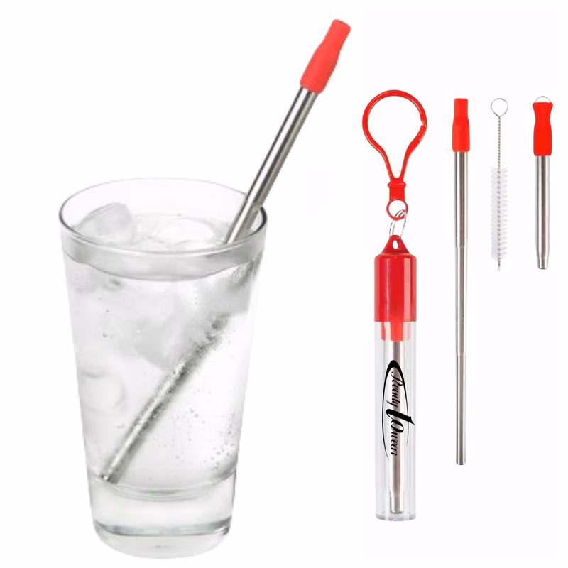 Slide Telescoping Drinking Straw With Keychain