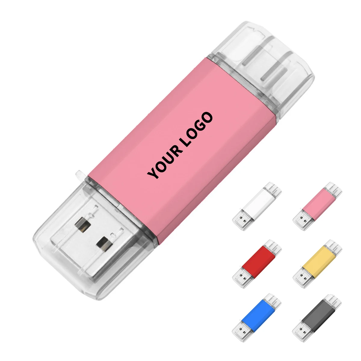 Dual Connector Memory Stick 16GB Type C To USB A Plastic Housing 2.2" x 0.7" 1