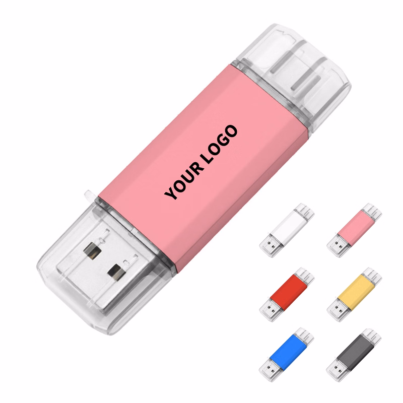 Dual Connector Memory Stick 16GB Type C To USB A Plastic Housing 2.2" x 0.7"