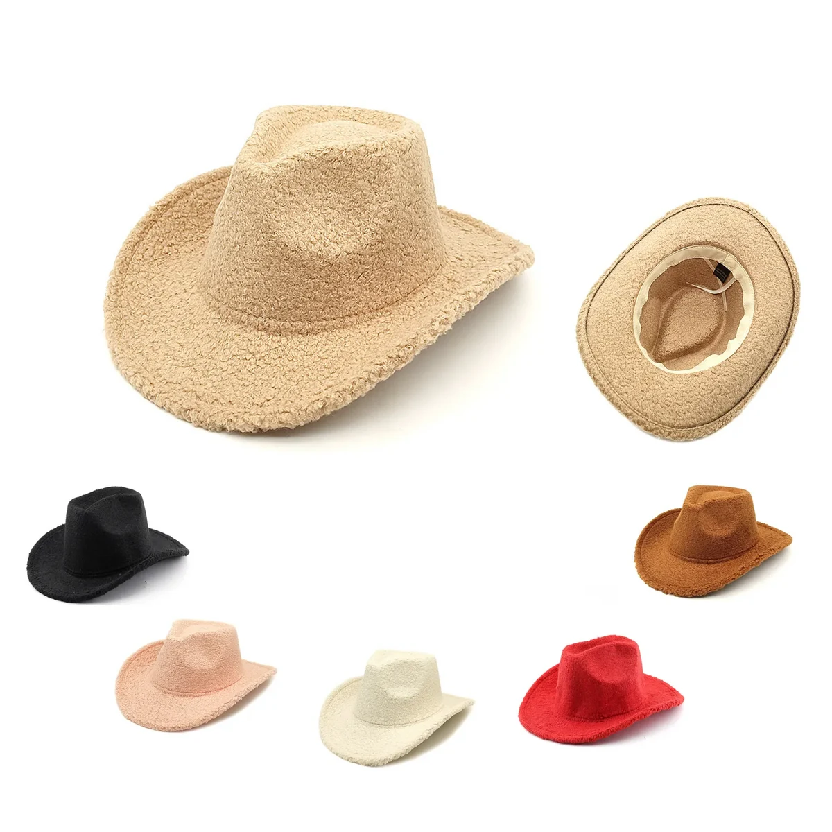 Classic Outdoor Lambhair Western Cowboy Cowgirl Hats 1
