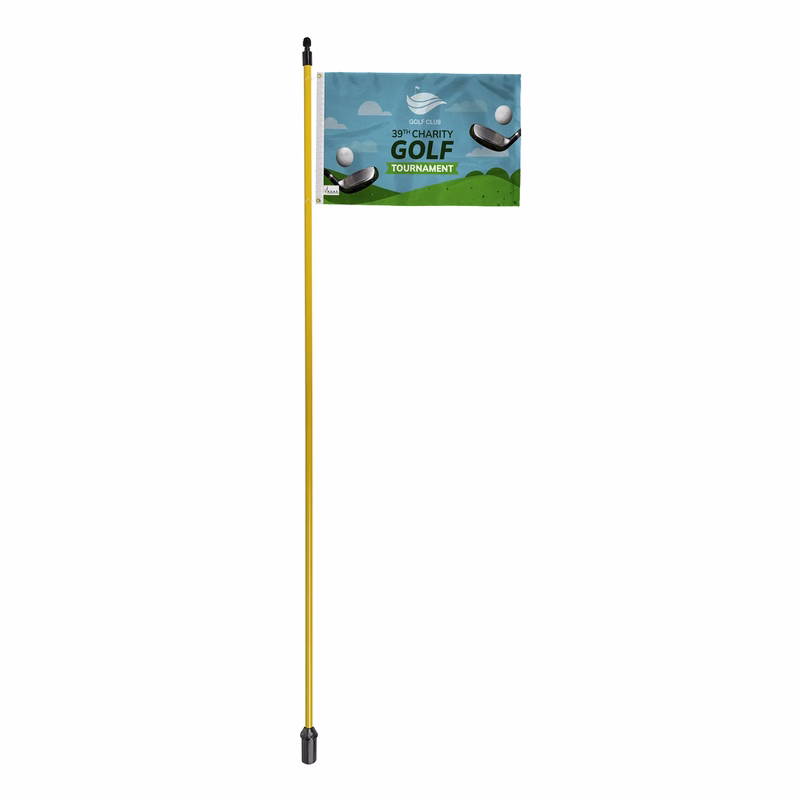 14"x20" Golf Flag with 6' Yellow Fiberglass Pole