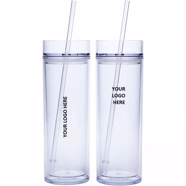 Double Wall Acrylic Tumbler w/ Lid & Straw 16 oz
