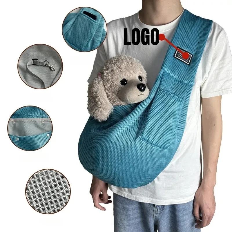 Customized Fabric Label Pet Breathable Crossbody Bag 1