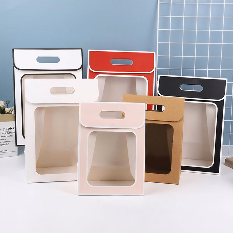 Kraft Paper Cute Gift Bags W/ Clear Window