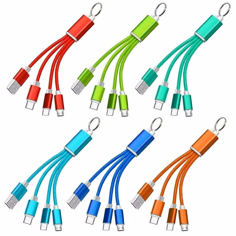 3 in 1 Light Up Charging Cable with Keychain