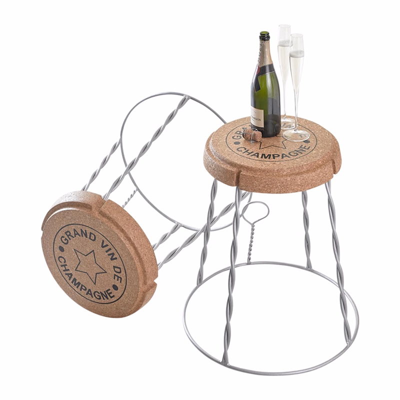 XL Champagne Cork Wire Cage Side Table