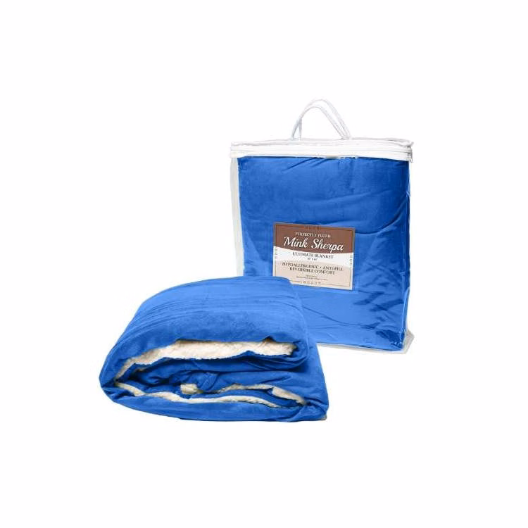 "50x60" Micro Mink Sherpa Blanket - Royal