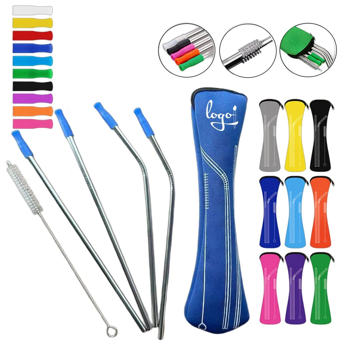 Stainless Steel Drinking Straws With Silicone Tips 1
