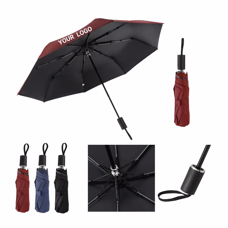 Wind Resistant Folding Umbrella with Steel Ribs