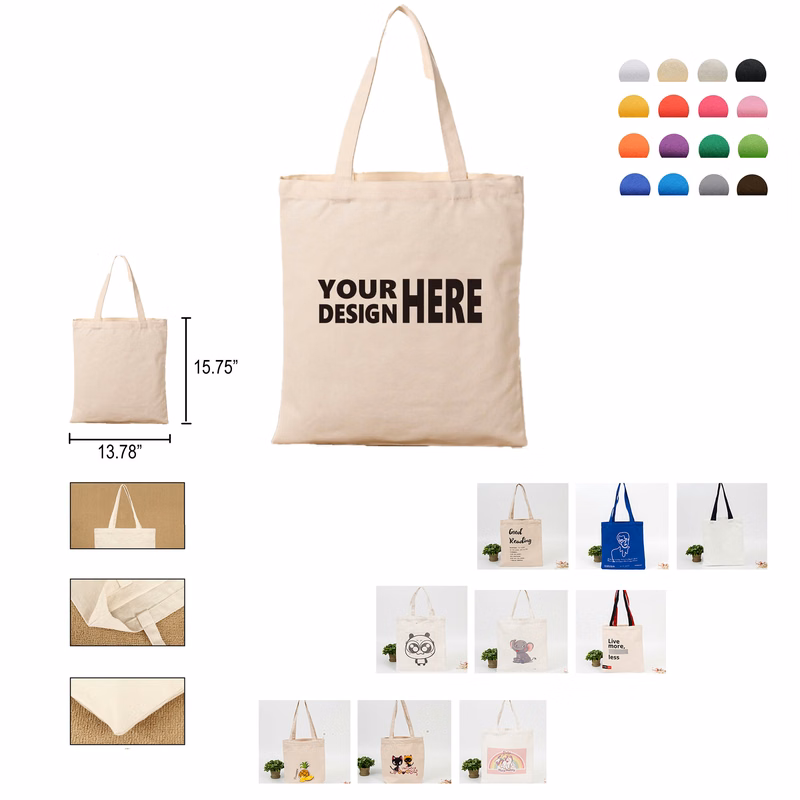 Heavy Natural Cotton Canvas Tote Bags with Long Handle