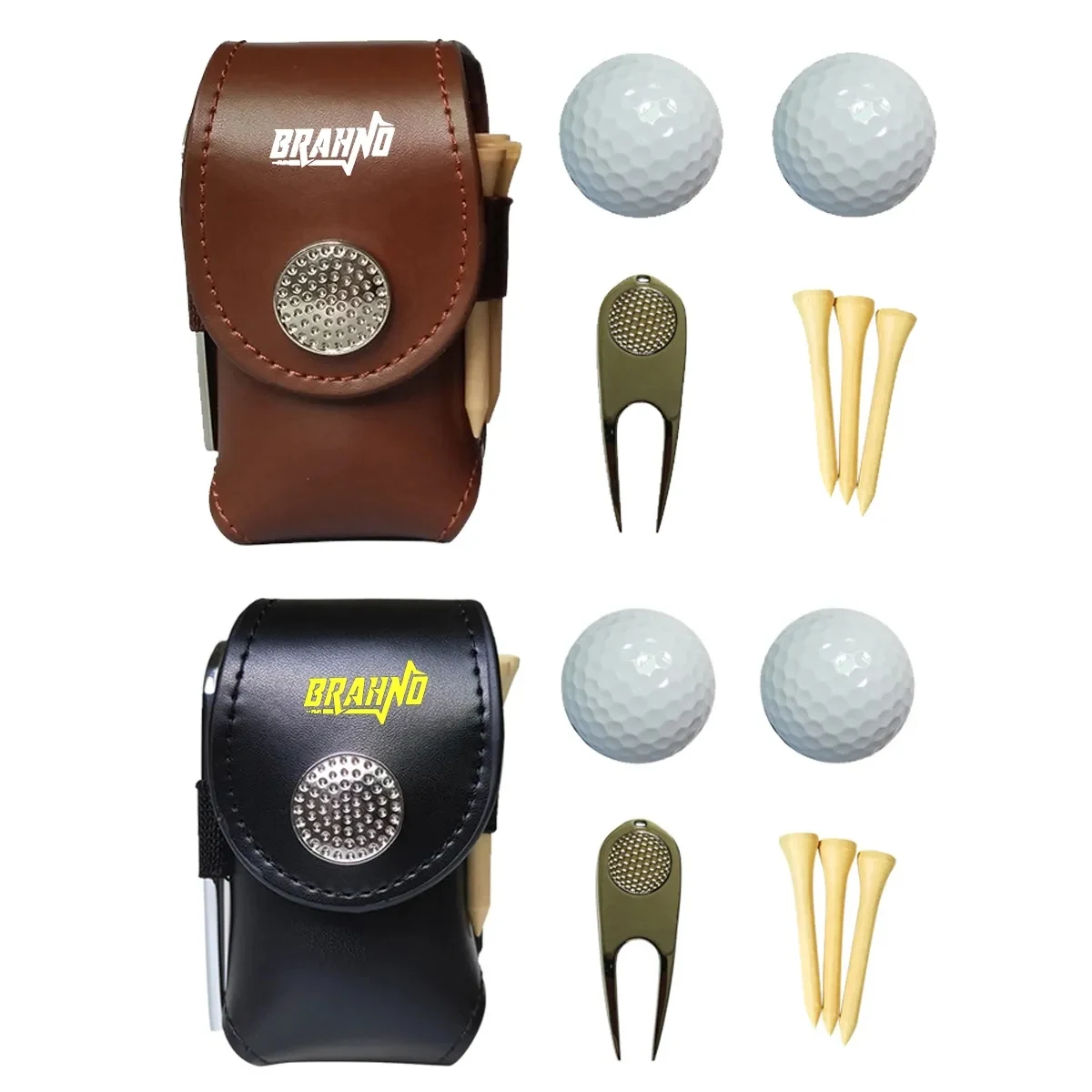4-in-1 Real Leather Golf Ball Storage Bag Set 1