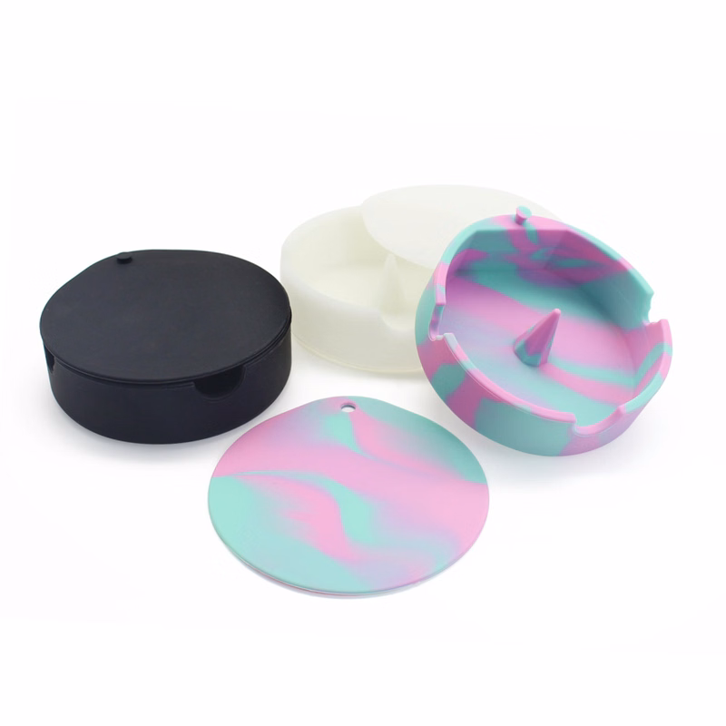 Silicone Round Ashtray with Lid