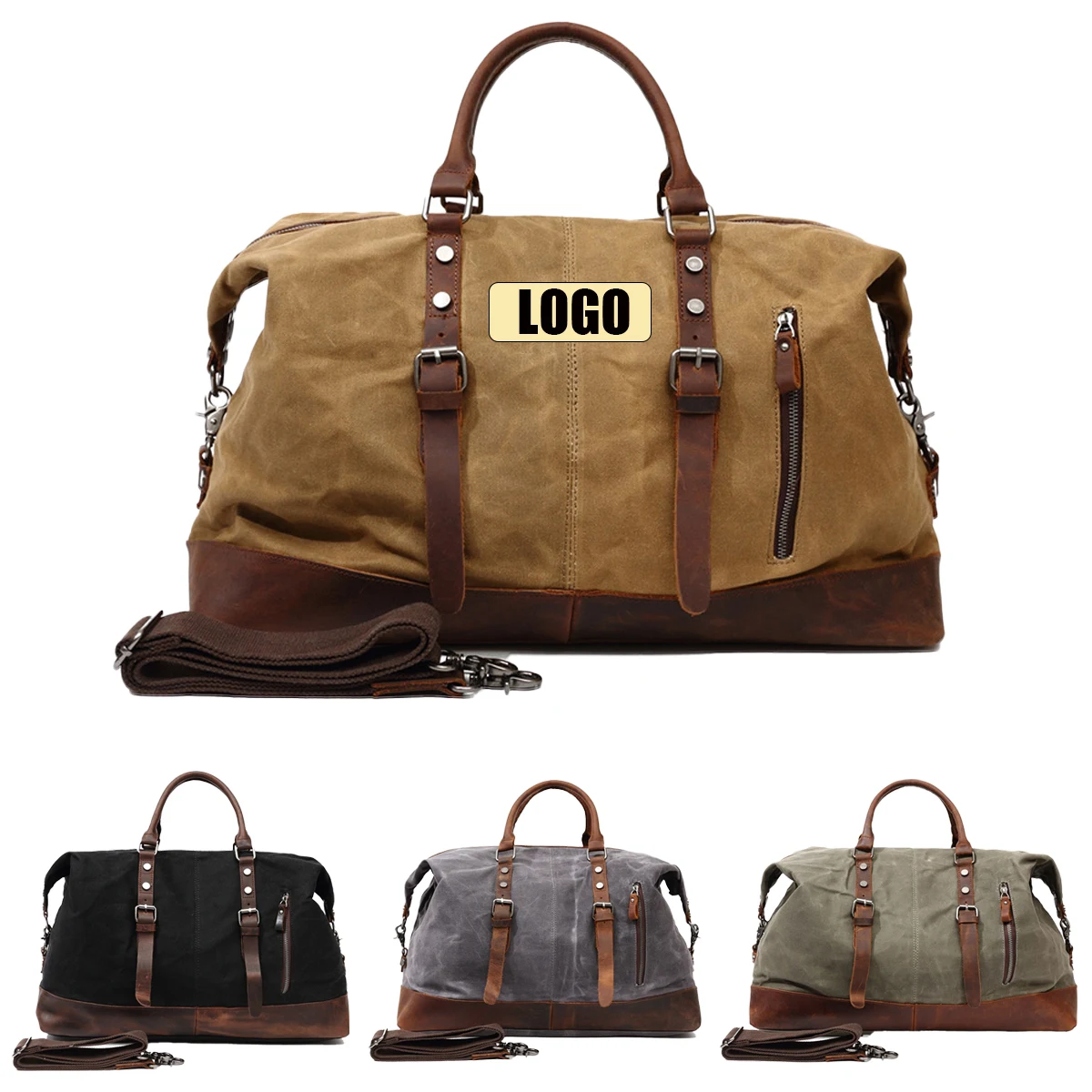 Travel Canvas Leather Duffle Bag 1