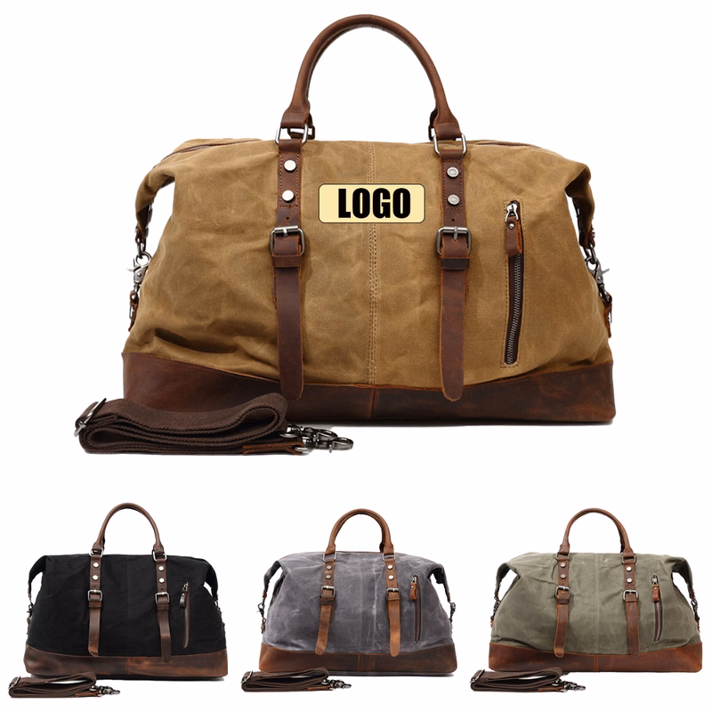 Travel Canvas Leather Duffle Bag