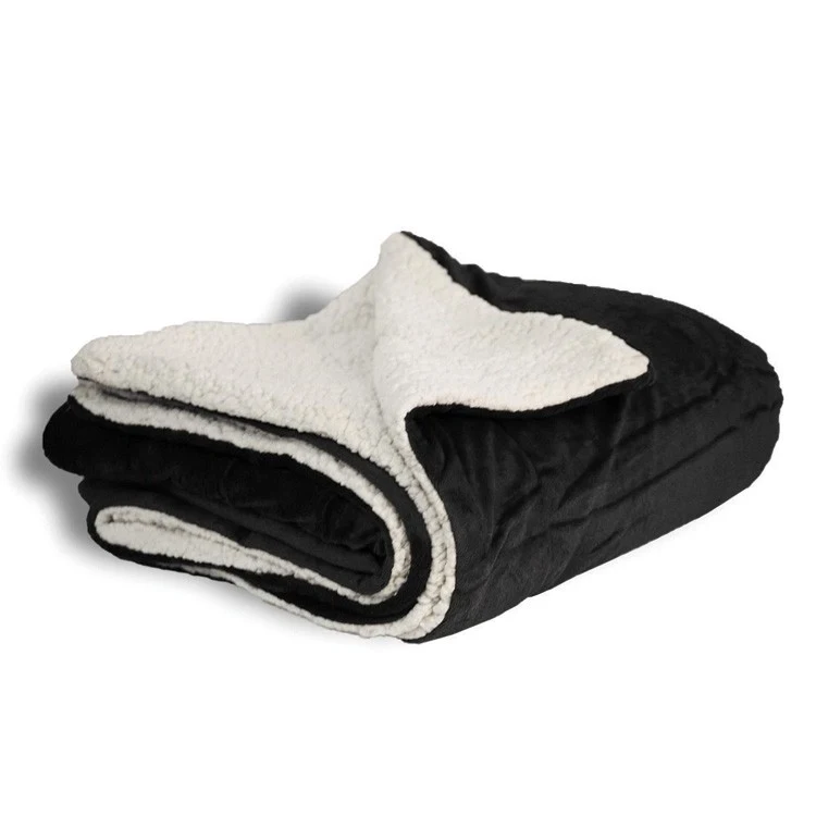 Black Oversized Sherpa Faux Micro Mink/Lambswool Sherpa Throw Blanket 1