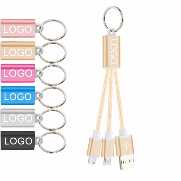 Metal 3-in-1 Charging Cable w/ Key Ring