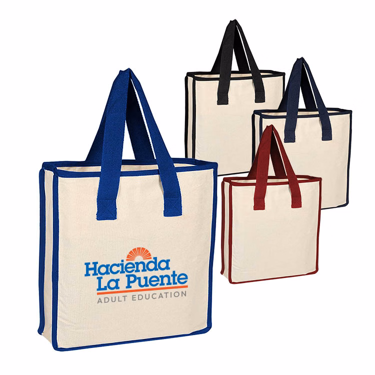 12 oz Heavy Duty Canvas Tote Bag with Accent Handles