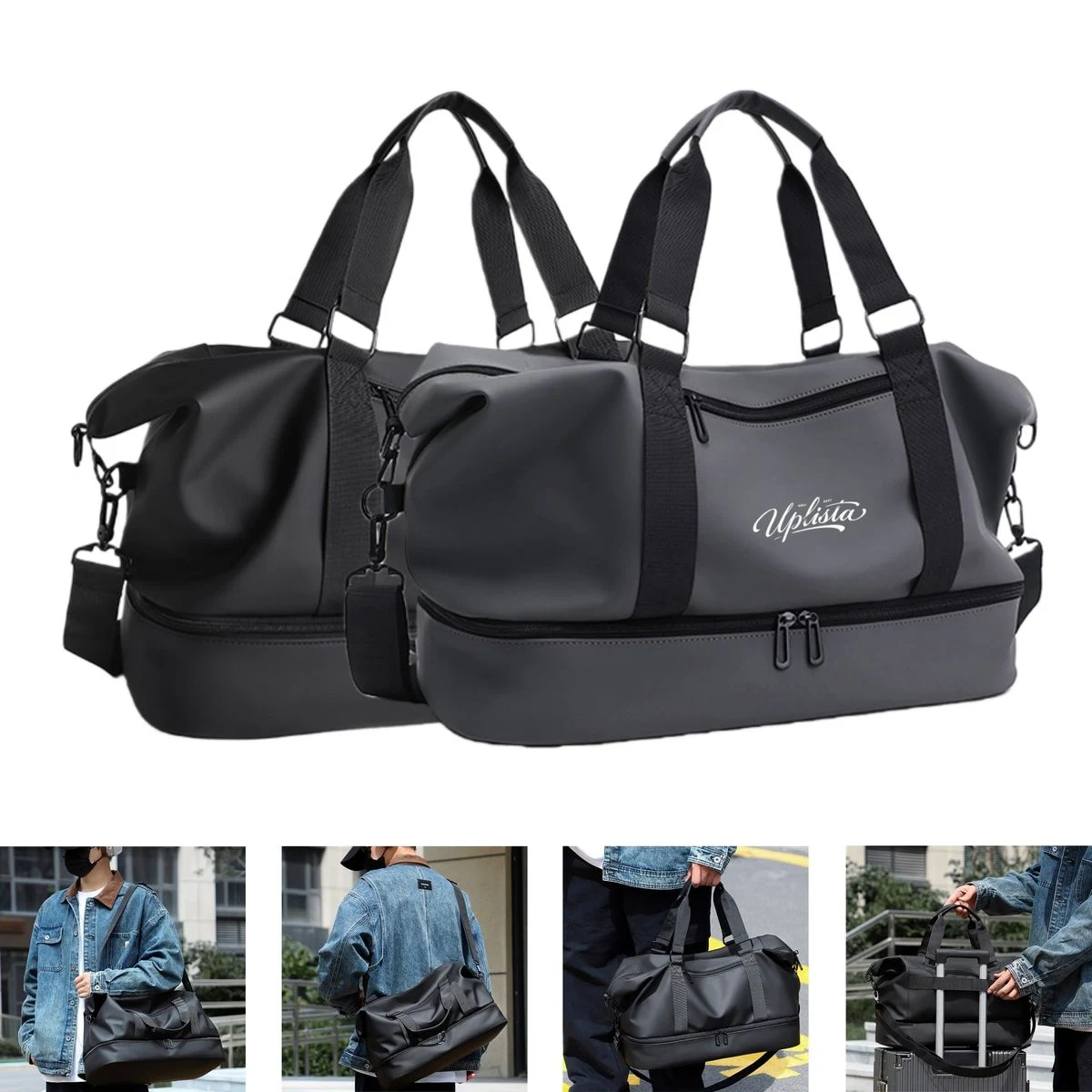 Travel Duffle Bag with Shoes Compartment and Trolley Sleeve 1