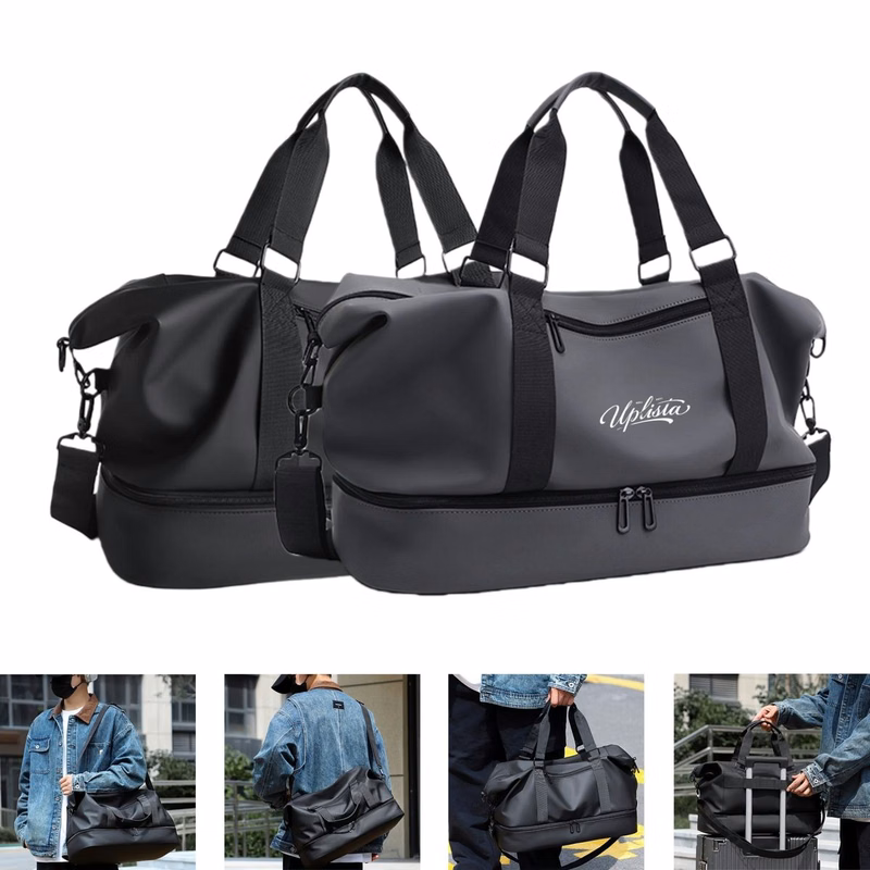 Travel Duffle Bag with Shoes Compartment and Trolley Sleeve