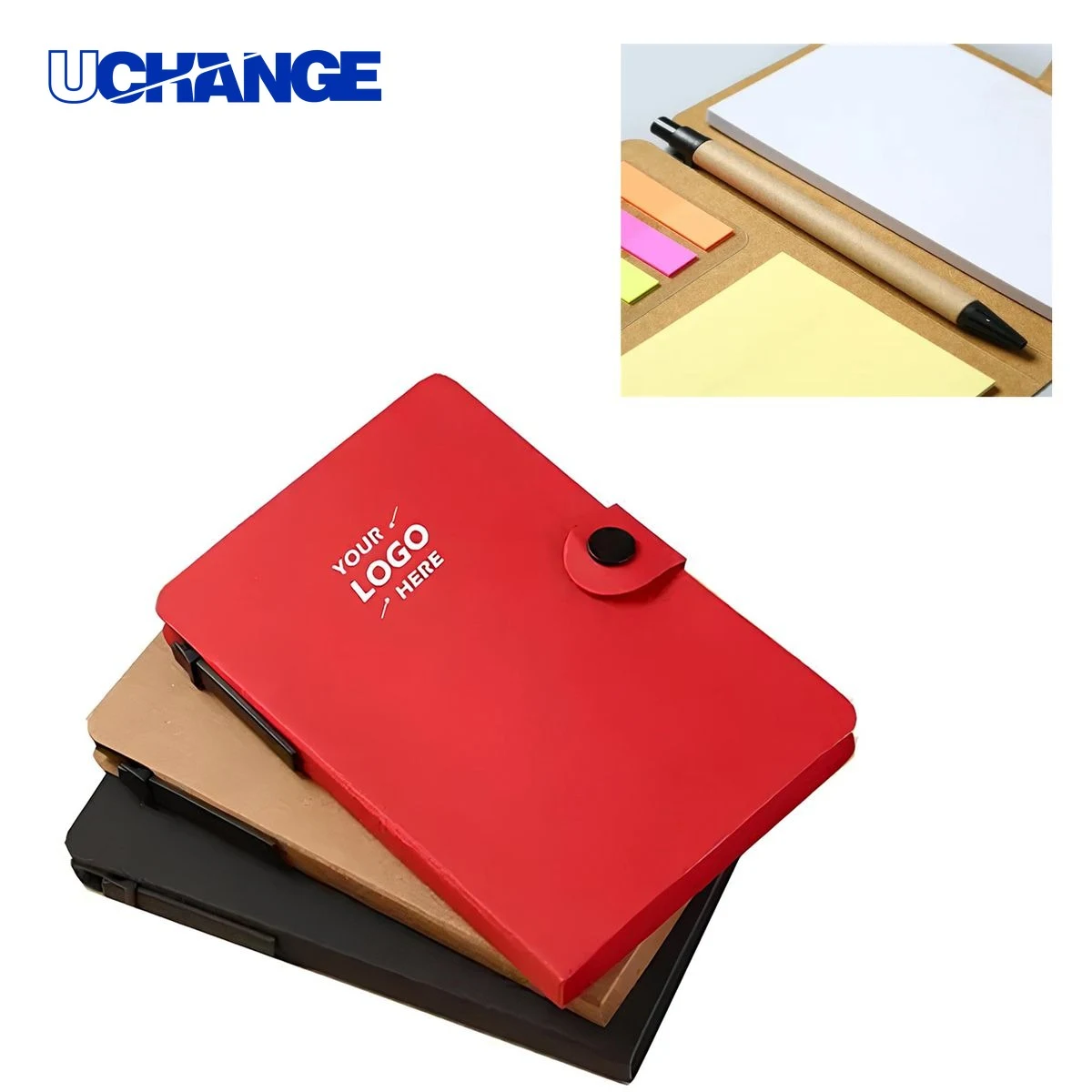 Kraft Notebook Pen Composition Sticky Set for School 1