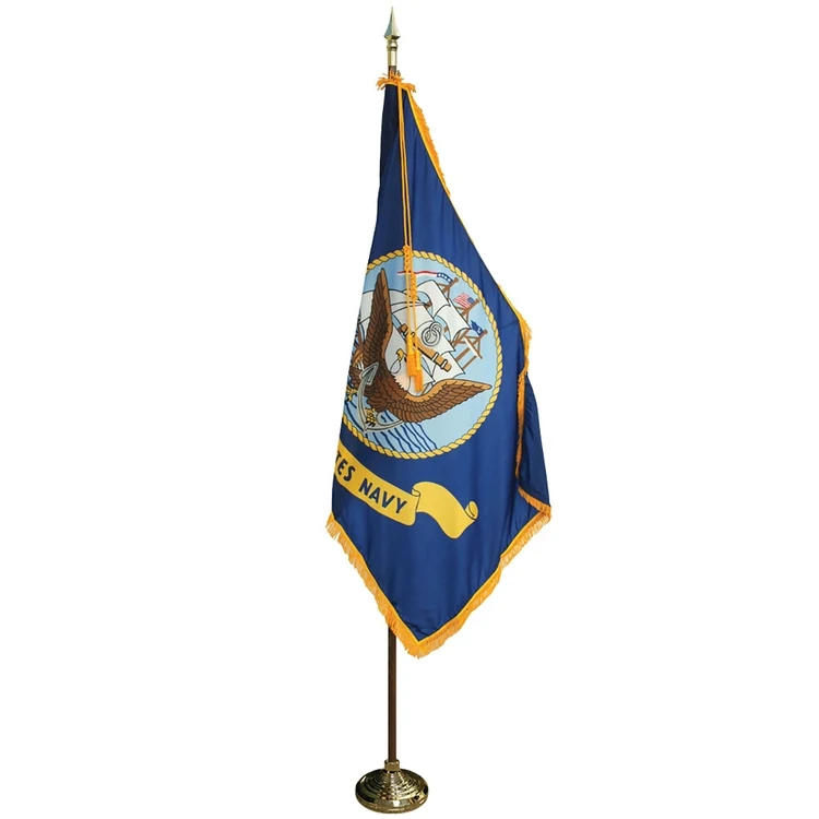 7' Pole & 3' x 5' Flag - Navy Indoor Presentation Set 1