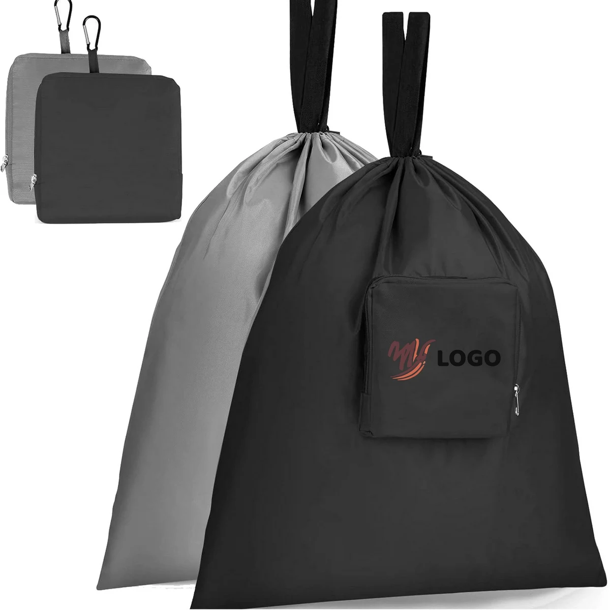 Collapsible Laundry Basket With Carabiner 1