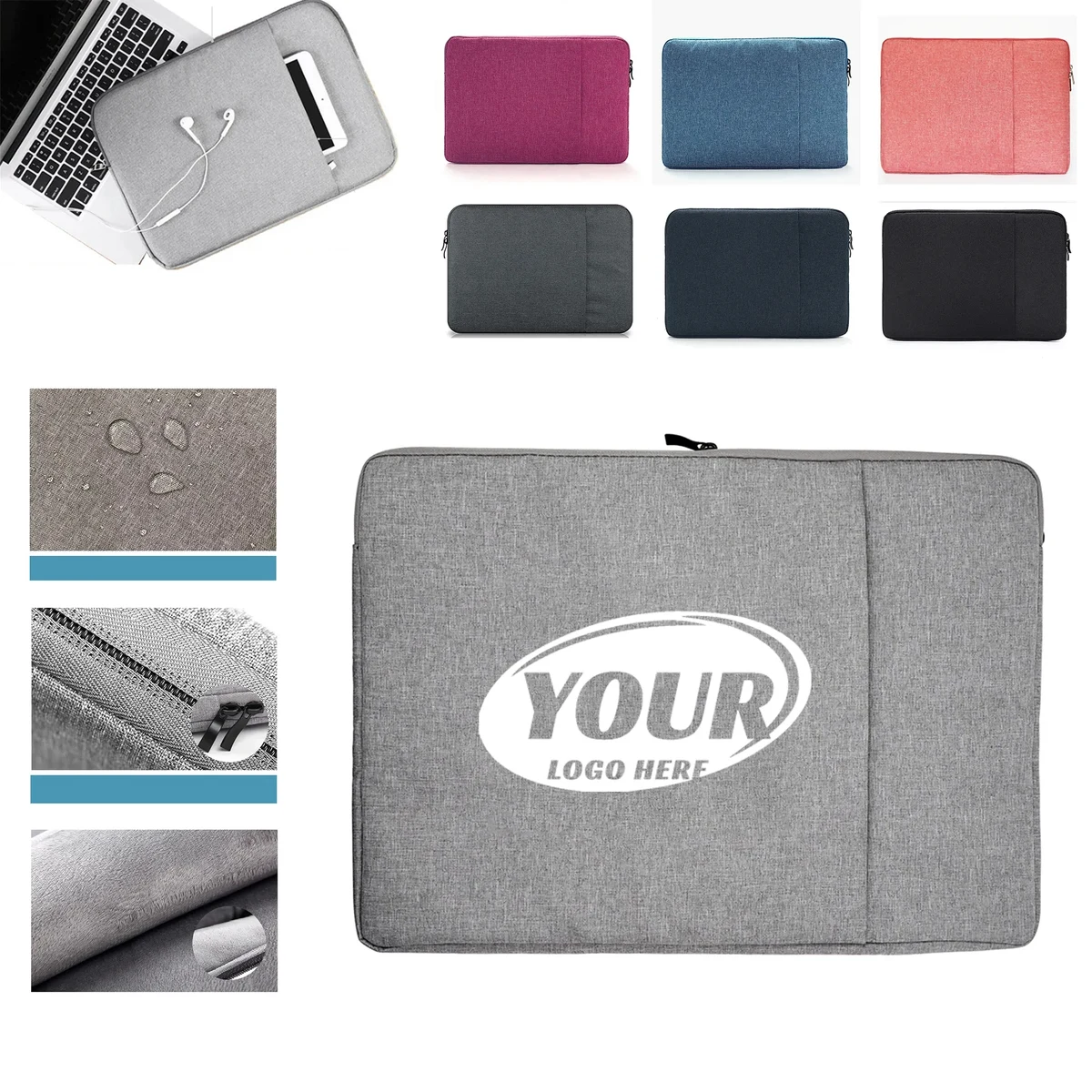 Oxford Laptop Sleeves w/ Front Accessory Pocket & Zipper 1