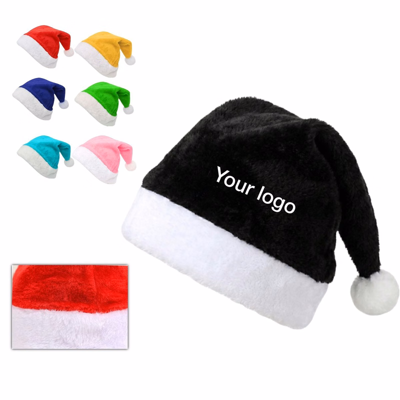 Adult Short Plush Santa Hat