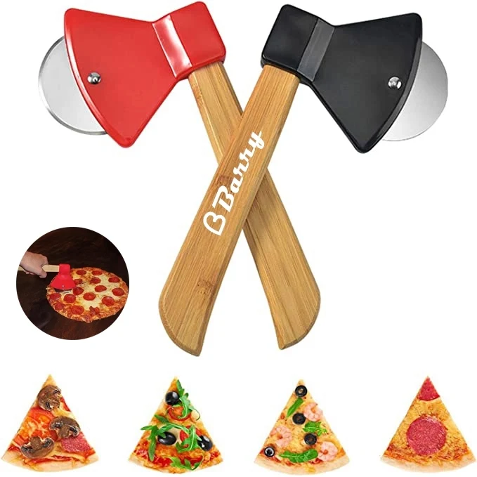 Ergonomic Bamboo Axe Pizza Cutter 1