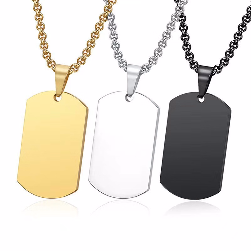 Stainless Steel Engravable Dog Tag Necklace