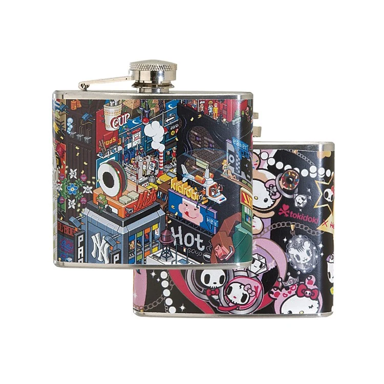 5 oz. Stainless Steel Hip Flask w/ Full Wrap 4 Color Process Printing (CMYK), custom water bottle with logo imprint 1