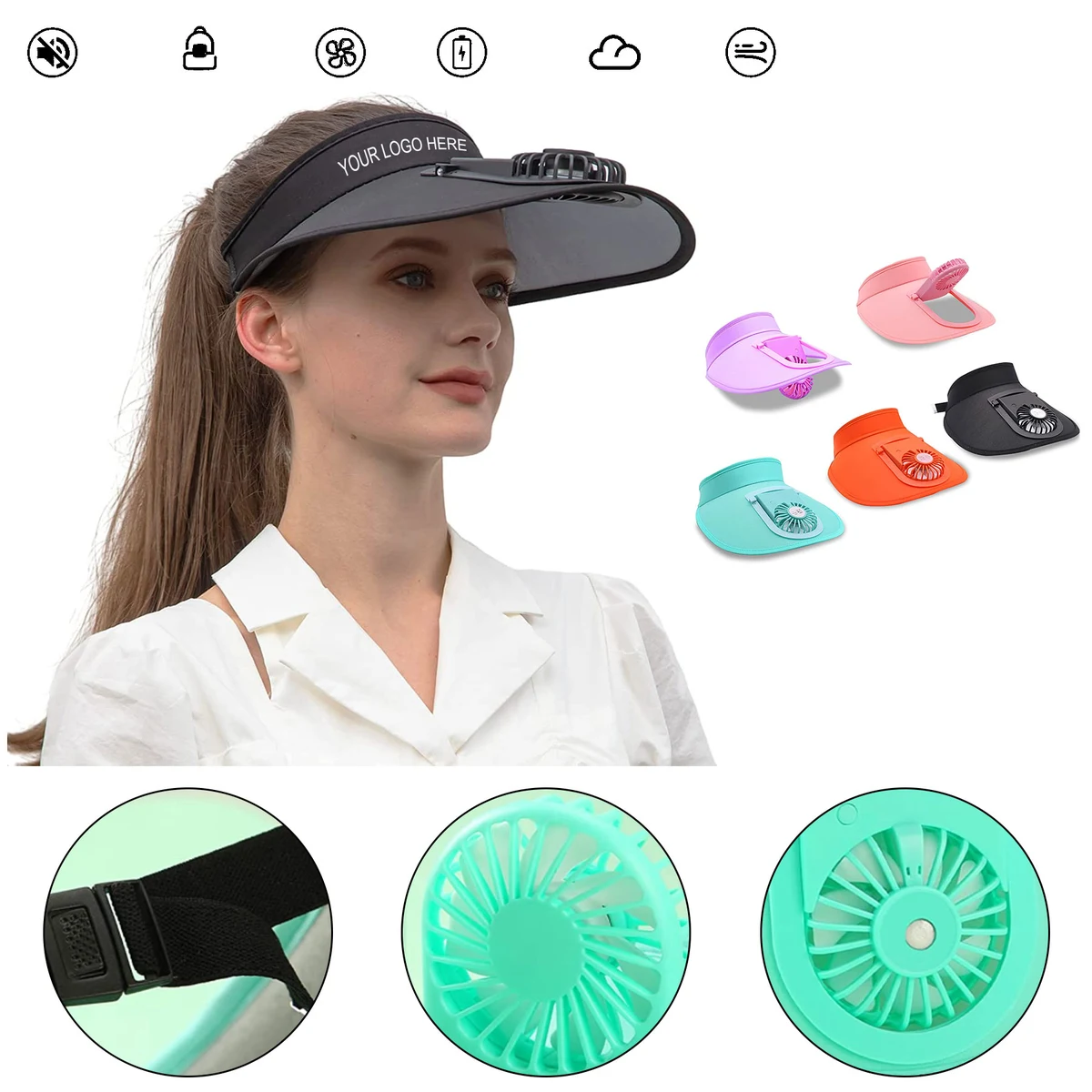 Sun Visor Hat With Fan 1