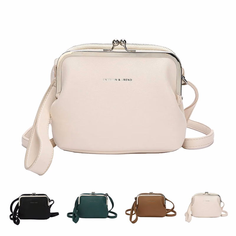 Vintage double clamped bag Stylish simple single shoulder cr
