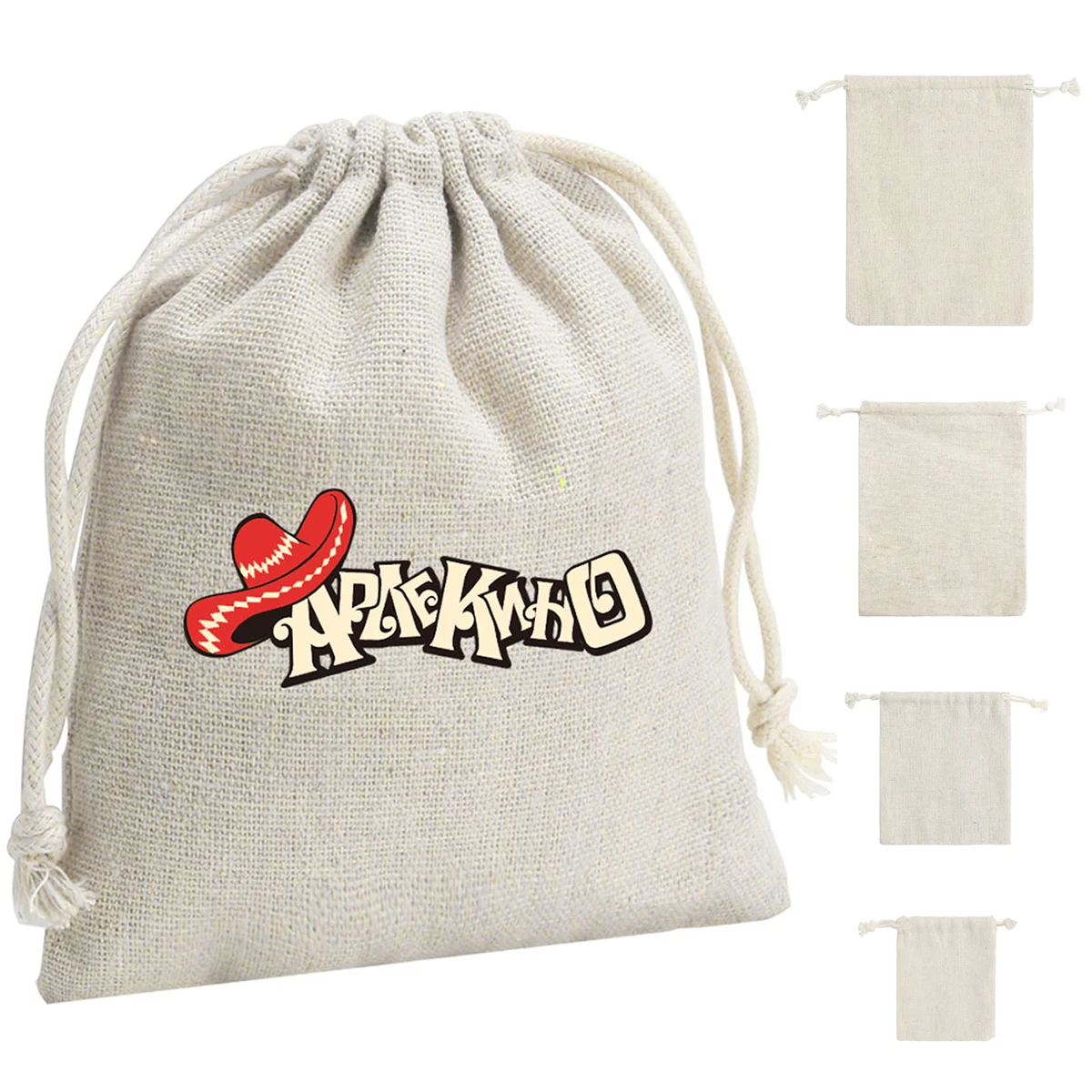 Small Cotton and Linen Drawstring Bag 1