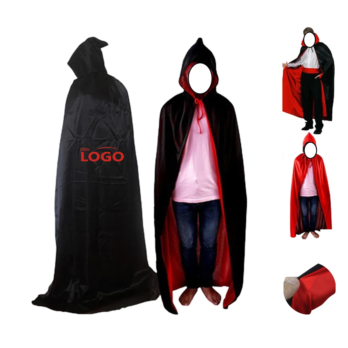 Halloween Black and Red Vampire Costume Cape 1