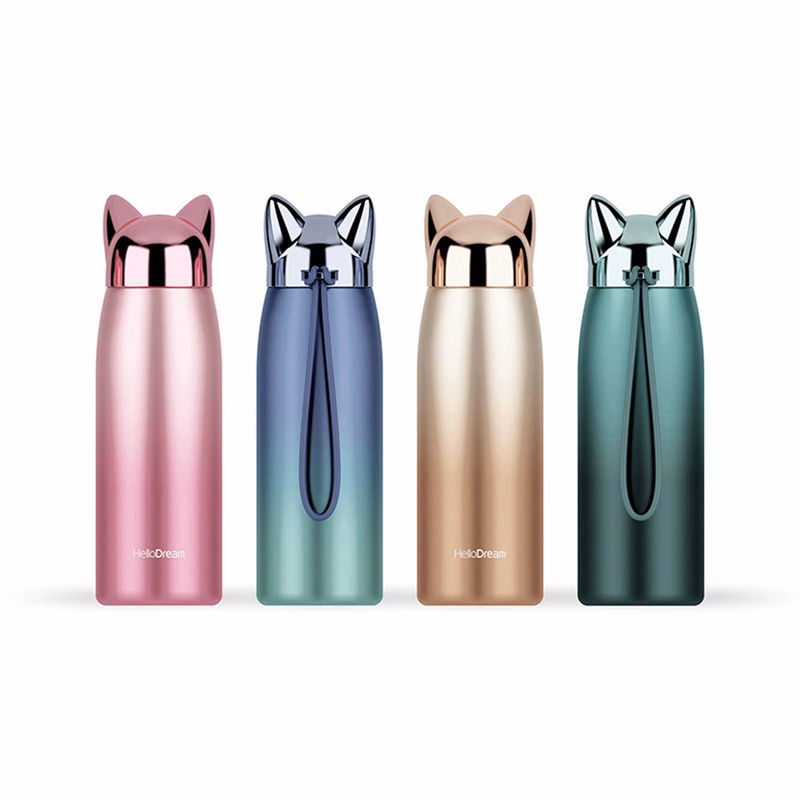 10 OZ. Stainless Steel Fox Shape Vacuum Bottle with Strap
