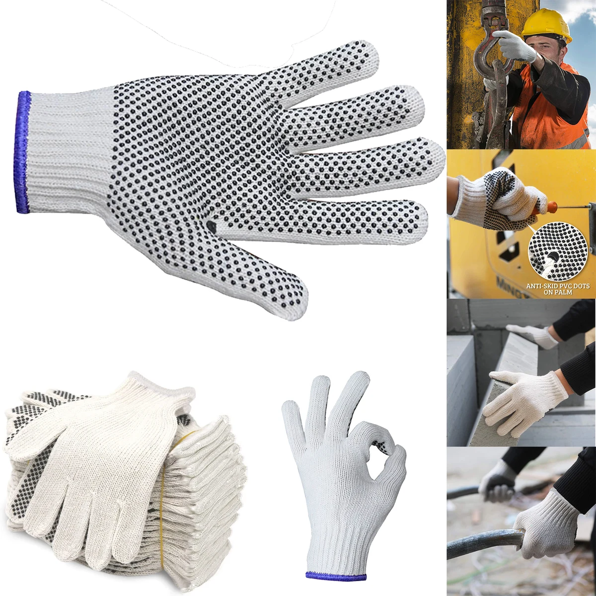 Cotton Polyester String Knit Shell Safety Protection Work Gloves 1