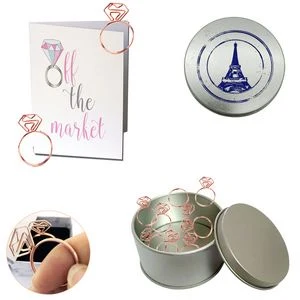 Diamond Ring Shaped Paper Clips with Tin Box 1