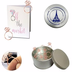 Diamond Ring Shaped Paper Clips with Tin Box