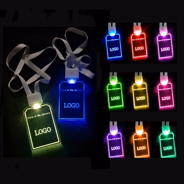 MOQ 20 pcs LED Name Tag with Lanyard