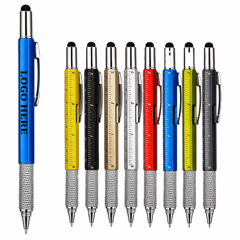 6-in-1 Multifunction Tool Pen Screwdriver Ruler Level Stylus Ballpoint Pen with Logo