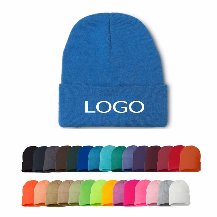 Embroidery Knitted Cuffed Beanie