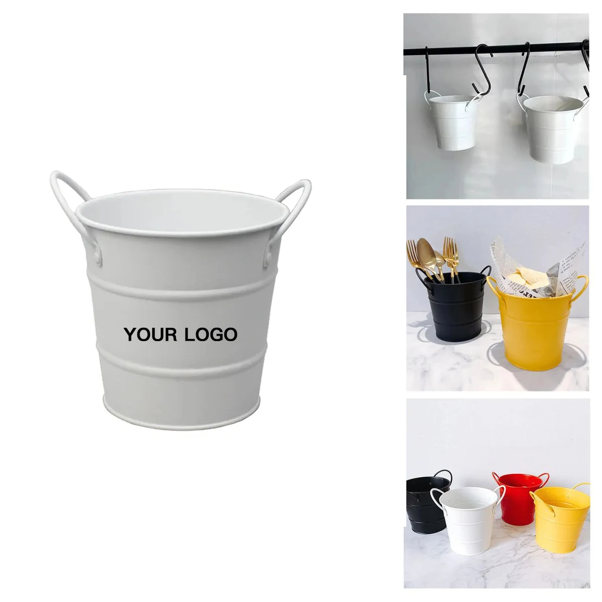 Metal Snack Bucket 4 Inch with Carry Handle 1