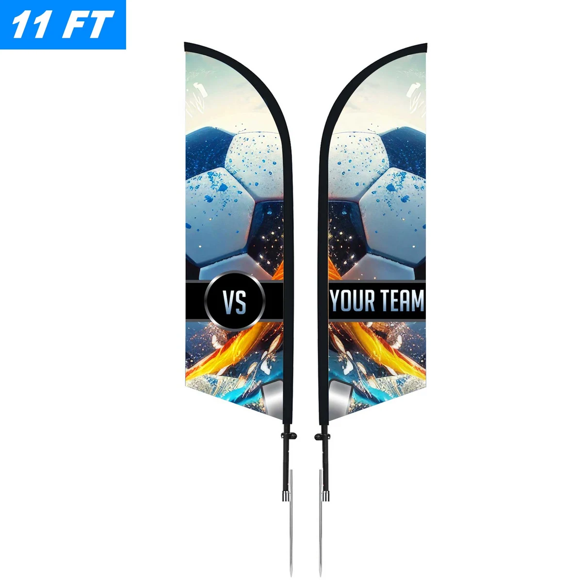 11' Custom Feather Flag Kit - Double Sided w/Spike Base 1