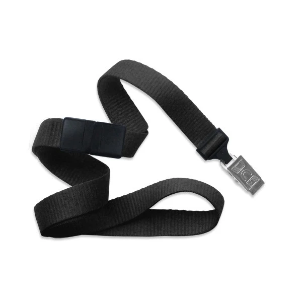 5/8" Blank Breakaway Lanyard w/Bulldog Clip (Black) 1