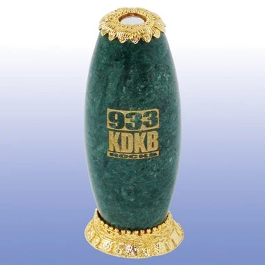 GREEN MARBLE KALEIDOSCOPE ACCENT W/ GOLD EYE PIECE 1