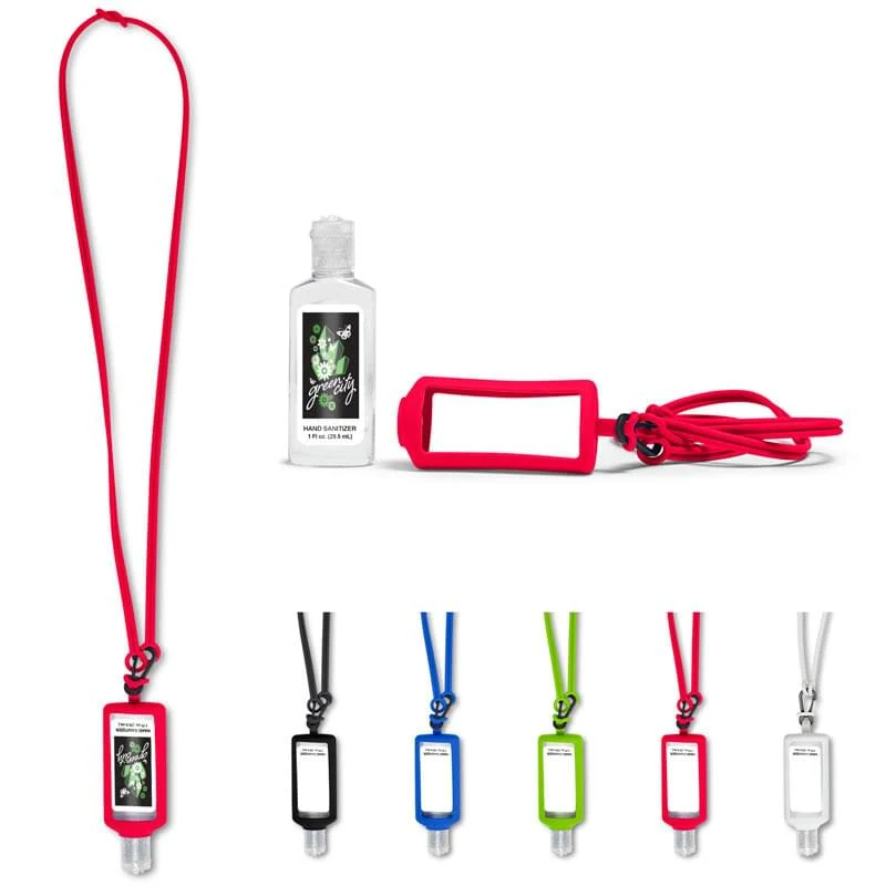 Hand Sanitizer with Silicone Lanyard & Holder - 1 oz. 1