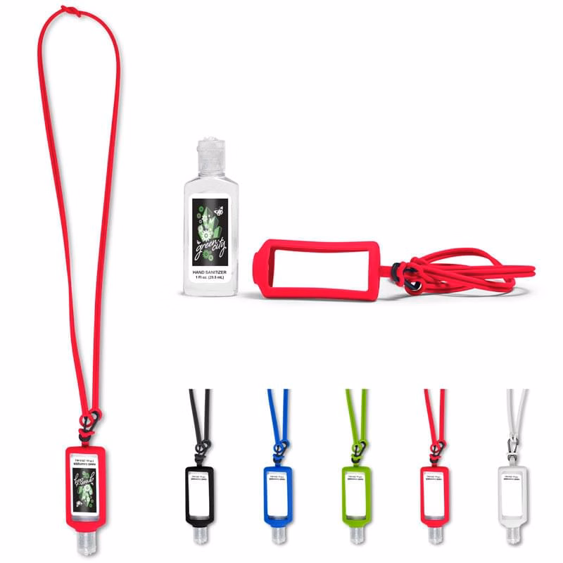 Hand Sanitizer with Silicone Lanyard & Holder - 1 oz.