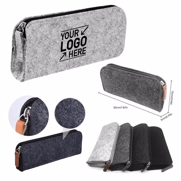 Flat Style Felt Pencil Pouch Bag With Zipper