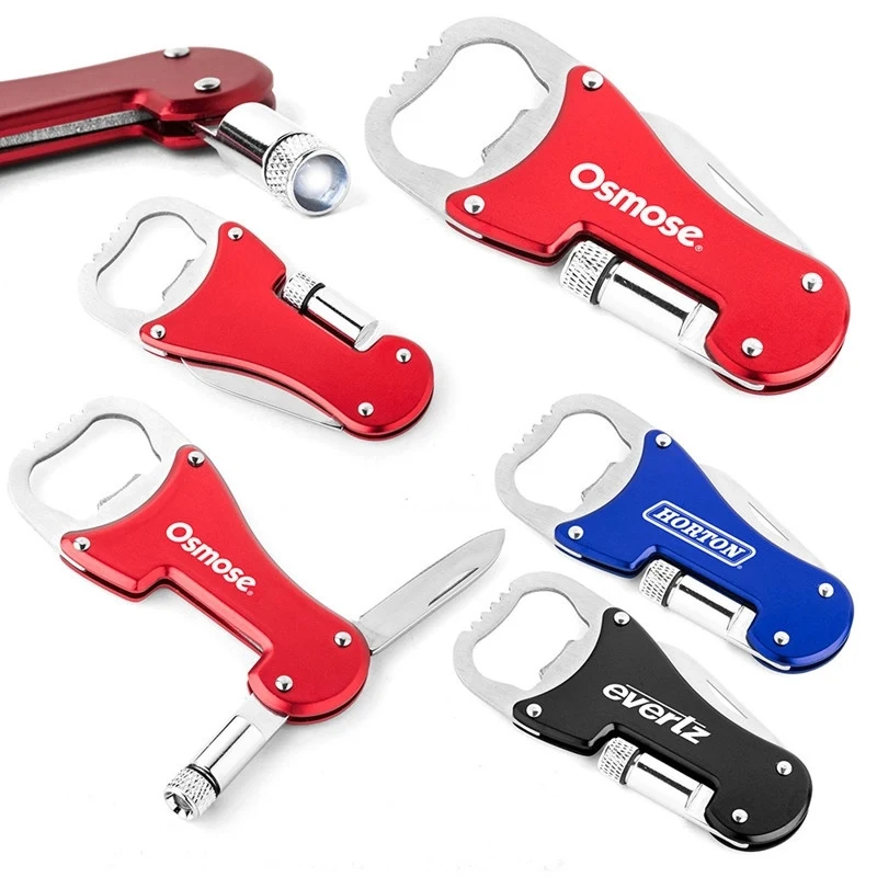 Multifunctional bottle opener with light and knife 1